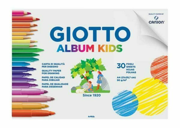 Σετ Δημιουργίας Giotto Album Kids Μπλοκ Ζωγραφικής A4 30 φύλλα 90g