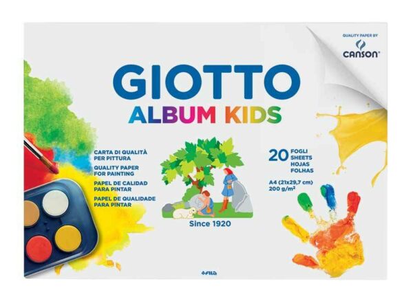 Σετ Δημιουργίας Giotto Album Kids Μπλοκ Ακουαρέλας A4 20 φύλλα 200g
