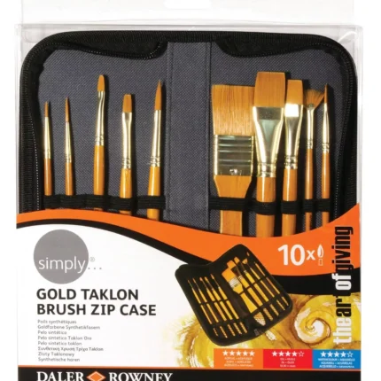 Ακρυλικά Πινέλα Gold Taklon Zip Case Σετ 10τμχ - Short Handle