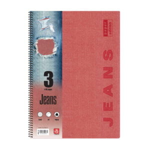 Jeans Τετράδιο Σπιράλ A4 3 θεμάτων Κόκκινο