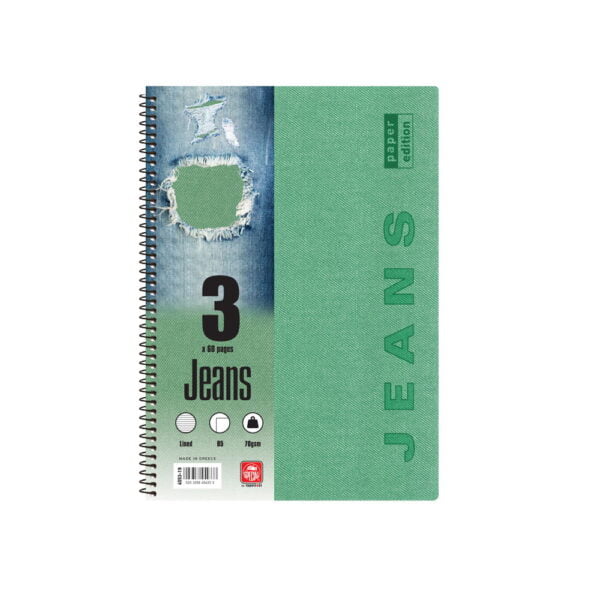 Jeans Τετράδιο Σπιράλ Β5 3 θεμάτων