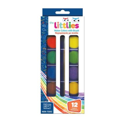 Νερομπογιές The littlies Oval με Πινέλο 12 Χρώματα