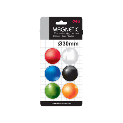 DELI ΜΑΓΝΗΤΕΣ ΣΤΡΟΓΓΥΛΟΙ 30mm ΔΙΑΦΟΡΑ ΧΡΩΜΑΤΑ 6τεμάχια