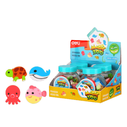 DELI ΓΟΜΑ ΖΩΑΚΙΑ 20τεμάχια 50x50x54mm U-TOUCH ΑΣΣΟΡΤΙ ΒΙΤΡΙΝΑ 4τεμάχια