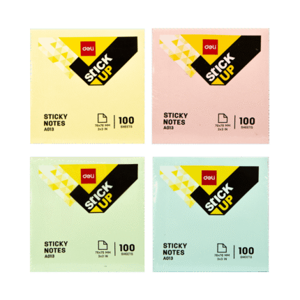 DELI ΧΑΡΤΙΑ ΣΗΜΕΙΩΣΕΩΝ ΑΥΤΟΚΟΛΛΗΤΑ 100 ΦΥΛΛΑ 76x76mm STICKUP ΑΣΣΟΡΤΙ 4 ΧΡΩΜΑΤΑ 12τεμάχια