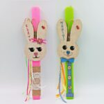 Λαμπάδα με όνομα και ξύλινη βάση - Λαγουδάκι 1