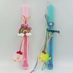 Λαμπάδα με όνομα και ξύλινη βάση - Τρελοκοτοπουλάκι